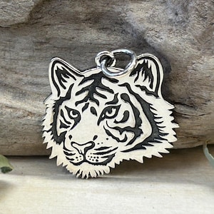 URONE 925 Sterling Silver Tiger Charm Bead - Fits Bracelets, Animal Jewelry Gift For Women & Men