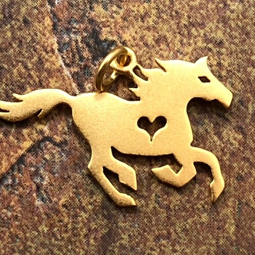 Horse Charm Horse Pendant Horse With Heart Charm Running Etsy