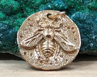 Bronze Ancient Bee Coin Charm, Bee Charm, Bee Pendant, Bumble Bee Charm, Honeybee Charm, Bronze Charm, Bronze Pendant, Bee Coin Charm
