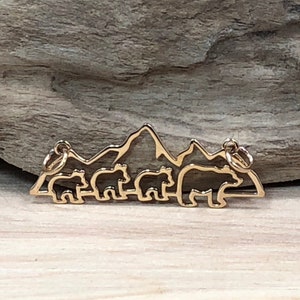 Bronze Mama and 3 Baby Bear Pendant Festoon, Mama and Baby Bear Charm, Baby Bear, Mama Bear, Bear Pendant, Bear Family Charm