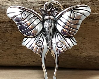 Sterling Silver Luna Moth Pendant, Moth Charm, Luna Moth Charm, Butterfly Charm, Sterling Silver Charm