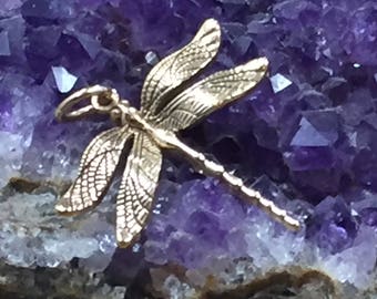 Dragonfly Charm, Natural Bronze Dragonfly Charm, Dragon Pendant, Natural Bronze Charm, Natural Bronze Pendant, Realistic Dragonfly Charm