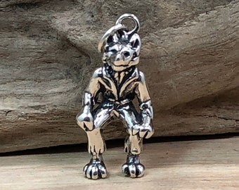 Werewolf Charm, Wolfman Charm, Wolf Charm, Wolf Pendant, Sterling Silver Charm, Sterling Silver Pendant, Wolf Power Charm