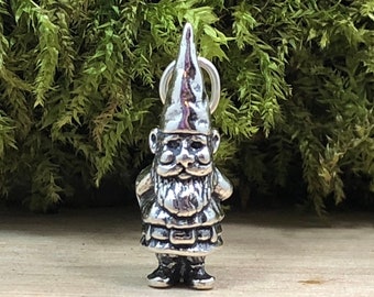 Garden Gnome Charm, Gnome Charm, Garden Charm, Sterling Silver Charm, Gardening Charm, Gardener Charm, Gardener Gift, Gnome Pendant