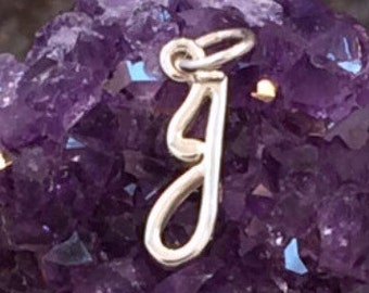 Alphabet Charm, Letter Charm, J Charm, Letter J Charm, Script Letter Charm, Sterling Silver Charm, PS01134