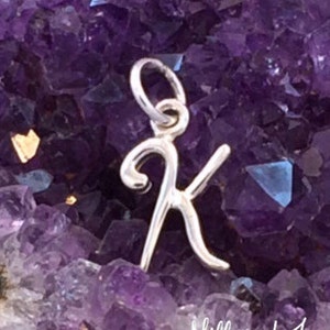Alphabet Charm, Letter Charm, K Charm, Letter K Charm, Script Letter Charm, Sterling Silver Charm, PS01135