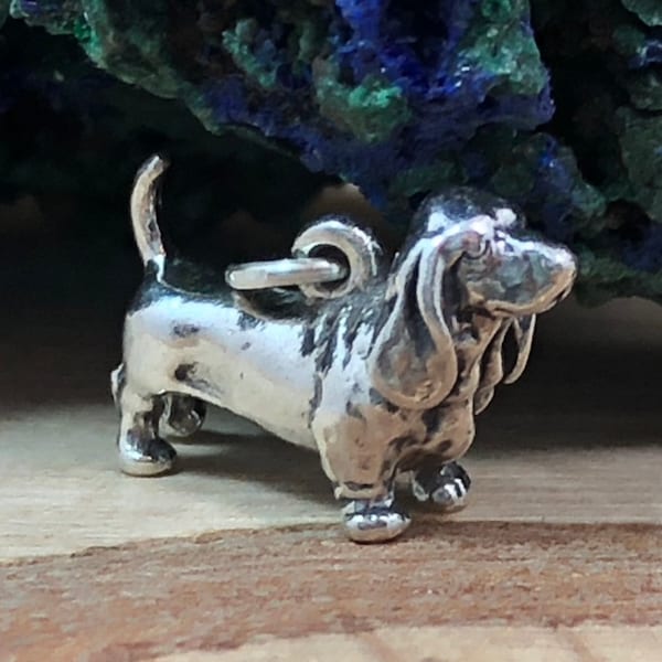 Basset Hound Charm, Basset Hound Pendant, Basset Hound Lover, Dog Lover, Sterling Silver Charm, Animal Lover Charm