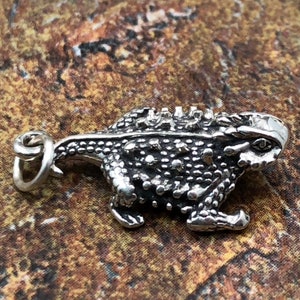 Horned Toad Charm, Horny Toad Charm, Sterling Silver Charm, Reptile Charm, Lizard Charm, Animal Lover