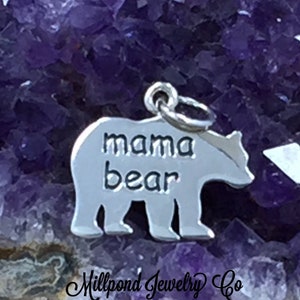 Mama Bear Charm, Bear Pendant, Sterling Silver Charm, Sterling Silver Pendant, California Charm, California Bear Charm