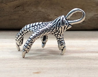 FA-6033 2 Pieces Avian Bird Claw Foot Talon Stampings ~ Oxidized Jewelry Findings ANTIQUE SILVER
