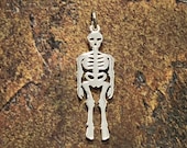 Skeleton Charm, Skeleton Pendant, Sterling Silver Charm, Silver Pendant, Bones, Skeletons, Halloween Charm, Dia de los Muertos Charm