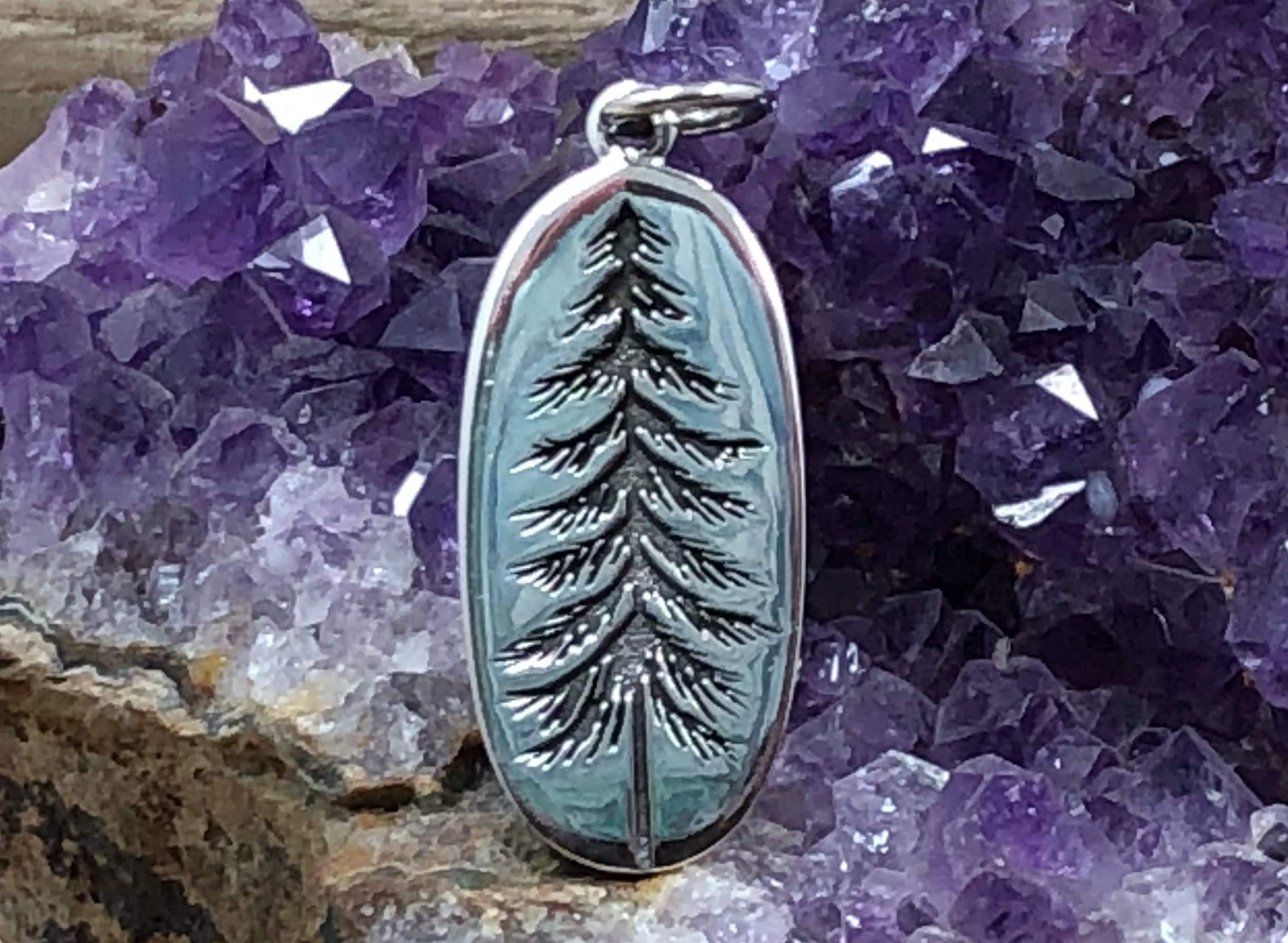 Silver Charm Pine Tree Charm Sterling Silver Charm Forest Etsy