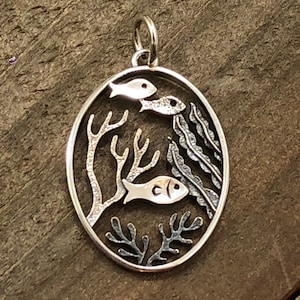Fish Charm, Sterling Silver Sealife and Fish Charm, Fish Family Charm, Tropical Fish Charm, Sterling Silver Charm, Sterling Silver Pendant