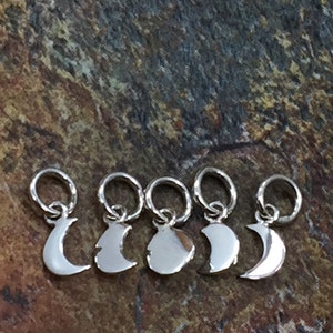 Sterling Silver Moon Phase Charm Set - 5 Moon Charms, Moon Phases Charm Set, Moon Charm, Phases of the Moon Charms, Moon Phases Charm
