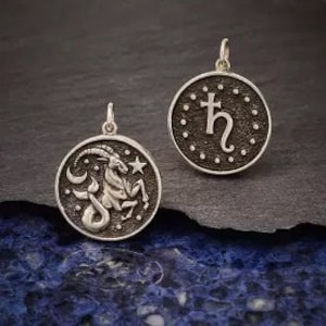 Capricorn Charm, Zodiac Charm, Astrology Charm, Sterling Silver Capricorn Charm, Necklace Charm, Necklace Pendant, Capricorn Gift