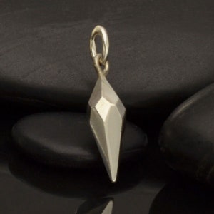 Sterling Silver Charms, Pod Charm, Spike Charm, Faceted Spike Charm, Drop Charm, Spike Dangle, Sterling Silver