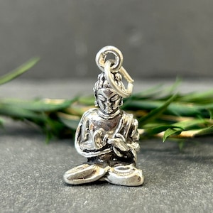 Sterling Silver Buddha Charm, Buddha Pendant, Buddhist Charm, Buddha Gift, Religious Charm