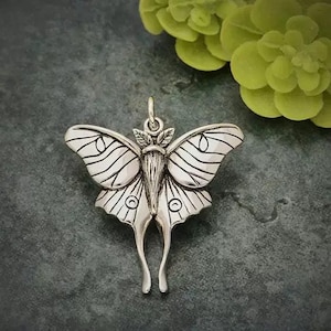 Sterling Silver Luna Moth Pendant, Moth Charm, Luna Moth Charm, Butterfly Charm, Sterling Silver Charm