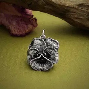 Pansy Charm, Sterling Silver Pansy Flower Charm, Flower Charm, Sterling Silver Charm, Flower Pendant, Mother's Gift, Woman's Gift
