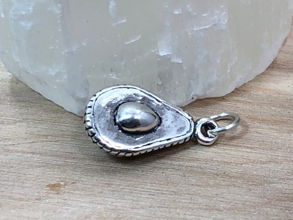 Avocado Charm 3D Half Sterling Silver Avocado Charm 3D Half Sterling Silver