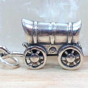 Sterling Silver Covered Wagon Charm, Wagon Charm, Antique Charm, Old West Charm, Out West Charm