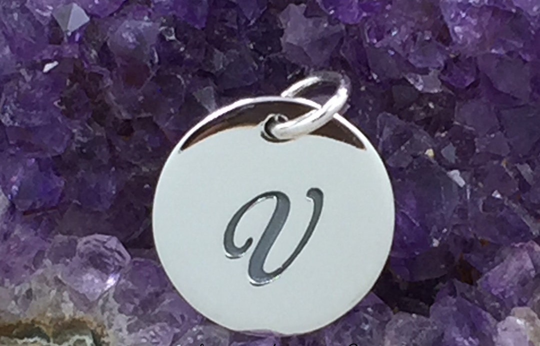 Alphabet Charm Letter Charm V Charm Letter V Charm Script Etsy