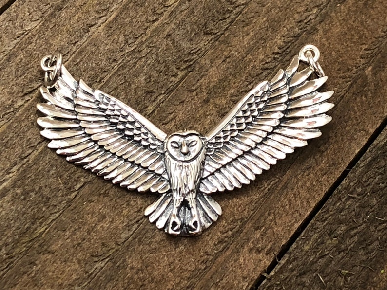Sterling Silver Flying Owl Charm, Owl Charm, Sterling Silver Flying Owl Festoon, Owl Pendant, Sterling Silver Owl Charm, Night Owl image 3