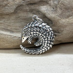 Sterling Silver Pangolin Charm, Pangolin Charm, Pangolin Pendant, Zoo Charm, Zoo Animal, Endangered Species Charm, Jewelry Supplies image 2
