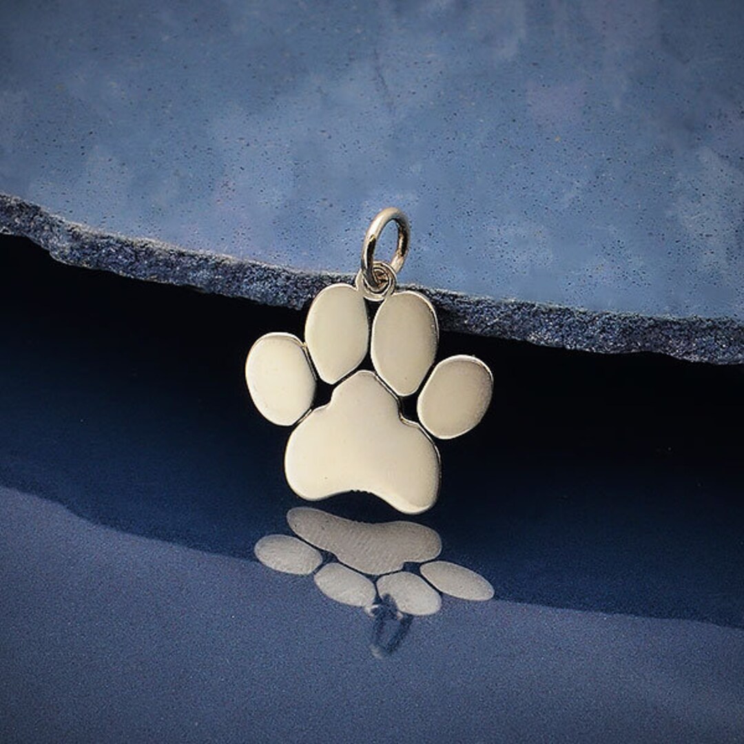 Qings Pet Paw Print Bead Charm Dog Cat Print Animal Foot Print Bead