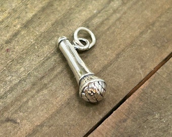 Microphone Charm, Music Charm, Music Lover Charm, Music Teacher Charm, Music Charm, Sterling Silver Charm