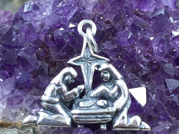 Nativity Christmas Manger Charm Sterling Silver Nativity Christmas Manger Charm Sterling Silver
