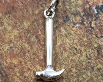 Hammer Charm, Hammer Pendant, Tool Charm, Tool Box Charm, Handyman Charm, Handyman Gift, House Builder Gift, Sterling Silver, PS01695