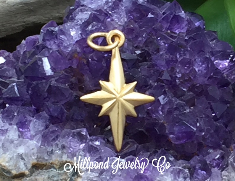 North Star Pendant Star Charm Christ Star Gold Plated Sterling Silver Charm North Star Charm Christmas Star