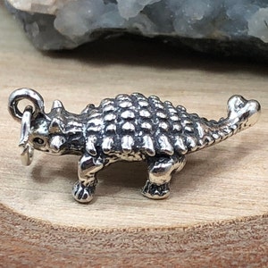 Ankylosaurus Charm, Dinosaur Charm, Paleontologist Charm, Sterling Silver Dinosaur Charm, Prehistoric Charm, Animal Lover