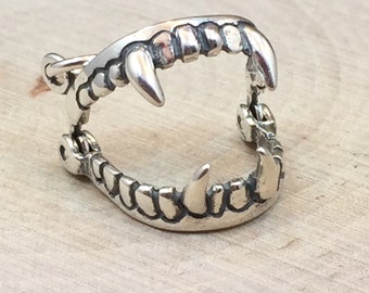 Fangs Charm, Vampire Cham, Halloween Charm, Sterling Silver Charm, Sterling Silver Pendant, PS1422