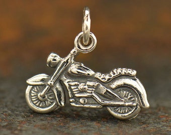 Motorcycle Charm, Motorcycle Pendant, Bike Charm, Sterling Silver Charm, Biker Charm, Biker Gift