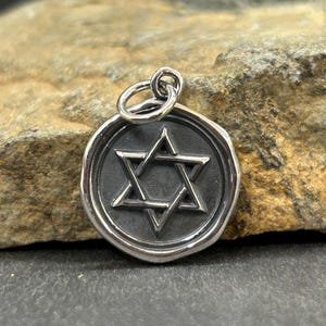 Sterling Silver Wax Seal Star of David Charm, Sterling Silver Star of David Pendant, Star Charm, Judaism Charm, Jewish Charm