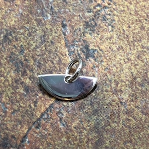 Sterling Silver Flat Half Circle Charm, TINY Half Circle Pendant, Small Half Circle Charm, Sterling Silver Charm, Sterling Silver