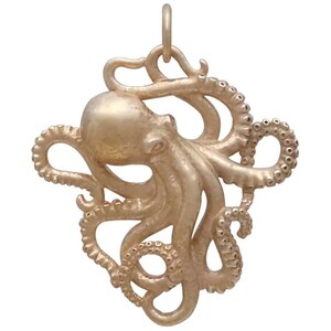 Natural Bronze Octopus Pendant, Octopus Charm, Bronze Octopus Charm, Sea Life Charm, Beach Charm