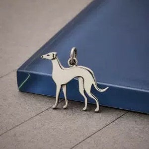 Sterling Silver Greyhound Dog Charm, Sterling Silver Dog Charm, Greyhound Charm, Sterling Silver Dog Charm, Animal Charm, Animal Lover