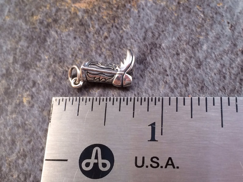 Boot Charm, Boot Pendant, Cowboy Boot Charm, Cowboy Boot Pendant, Western Charm, Western Pendant, Sterling Silver Charm, 1 Piece image 4