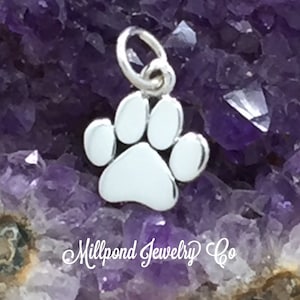 Paw Print Charm, Paw Print Pendant, Flat Paw Print Charm, Animal Lover Charm, Dog Lover, Sterling Silver Charm, Tiny