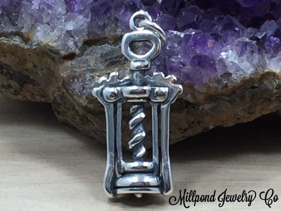 Cork Screw Charm, Corkscrew Charm, Wine Charm, Wine Drinker Charm, Wine Lover, Drink Charm, Sterling Silver Charm
