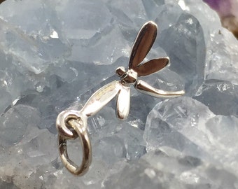 Dragonfly Charm, Sterling Silver Dragonfly Charm, Dragon Pendant, Sterling Silver Charm, TINY Dragonfly Charm