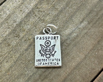 Passport Charm, Travel Charm, Sterling Silver Passport Charm, Sterling Silver Charm