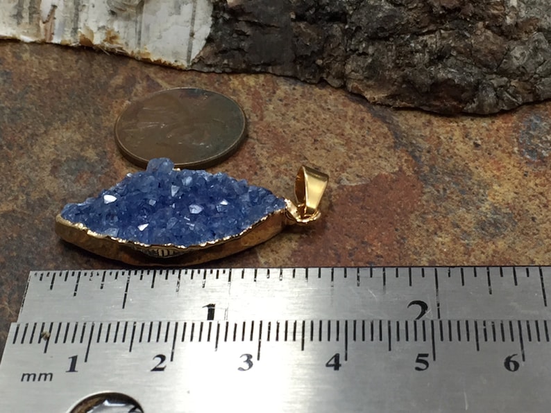 PG0946B Drusy Blue Marquise Pendant 18K Gold Plated Pendant Diamond Druzy Druzy Pendant Druzy Dyed Marquise Druzy Pendant