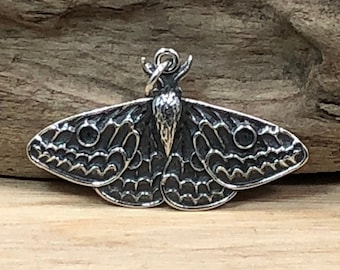 Sterling Silver Dimensional Moth Charm, Moth Charm, Luna Moth Charm, Sterling Silver Charm, Butterfly Charm, Moth Charm