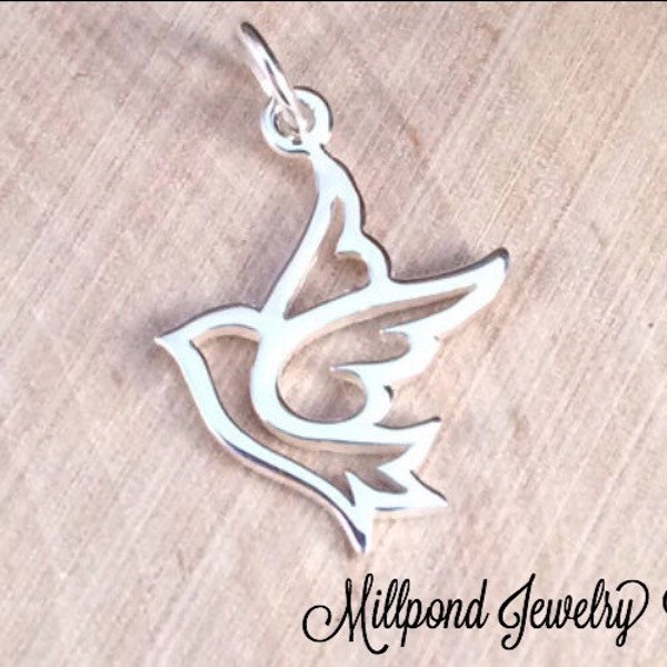 Dove Charm, Dove Pendant, Peace Dove Charm, Peace Dove Pendant, Sterling Silver Charm, Peace Charm, Sterling Silver Pendant