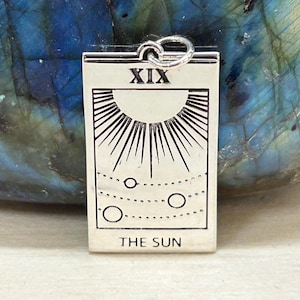 Sterling Silver Sun Tarot Card Charm, Tarot Card Charm, Sun Charm, Psychic Charm, Witchcraft Charm, Witch Charm, Witch Gift