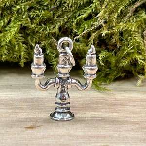 Candelabra Charm, Candle Charm, Halloween Charm, Haunted Charm, Spooky Charm, Sterling Silver, Ghost Charm, Haunted House Charm